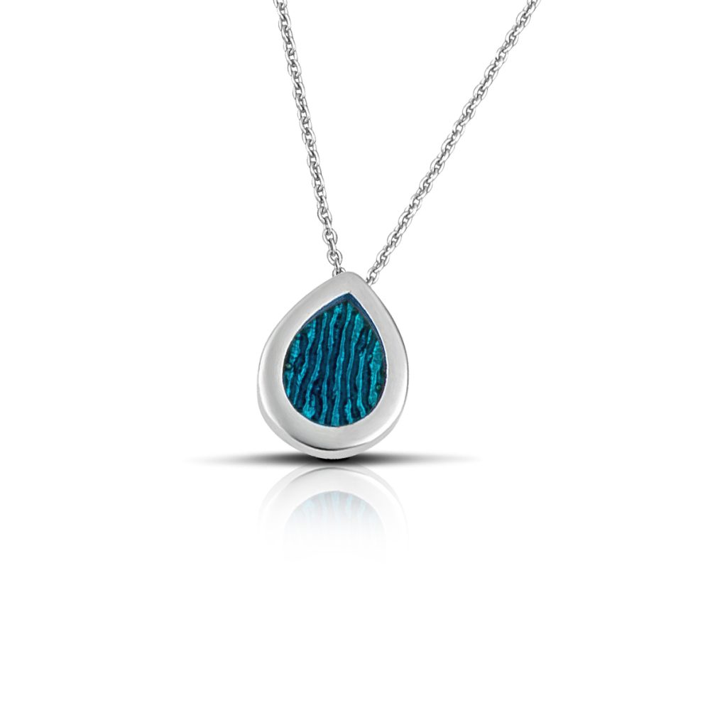 Sterling Silver Drop Necklace with Turquoise enamel - Image 3