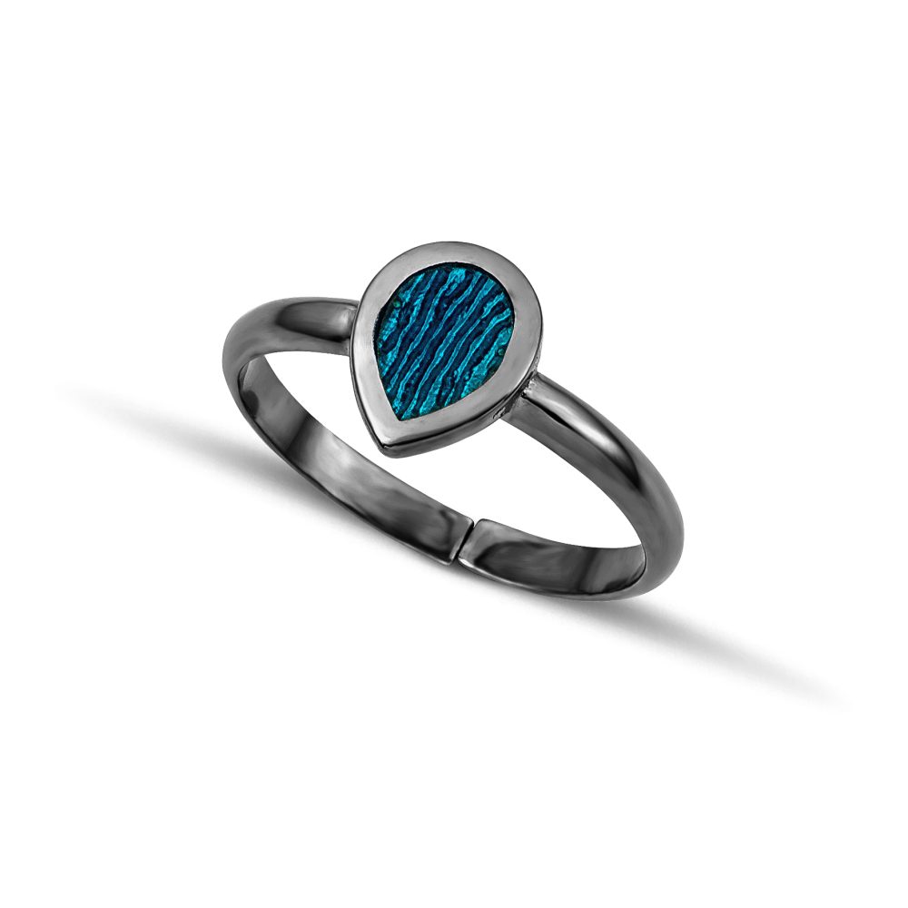 Sterling silver Drop Ring with Turquoise enamel - Image 2