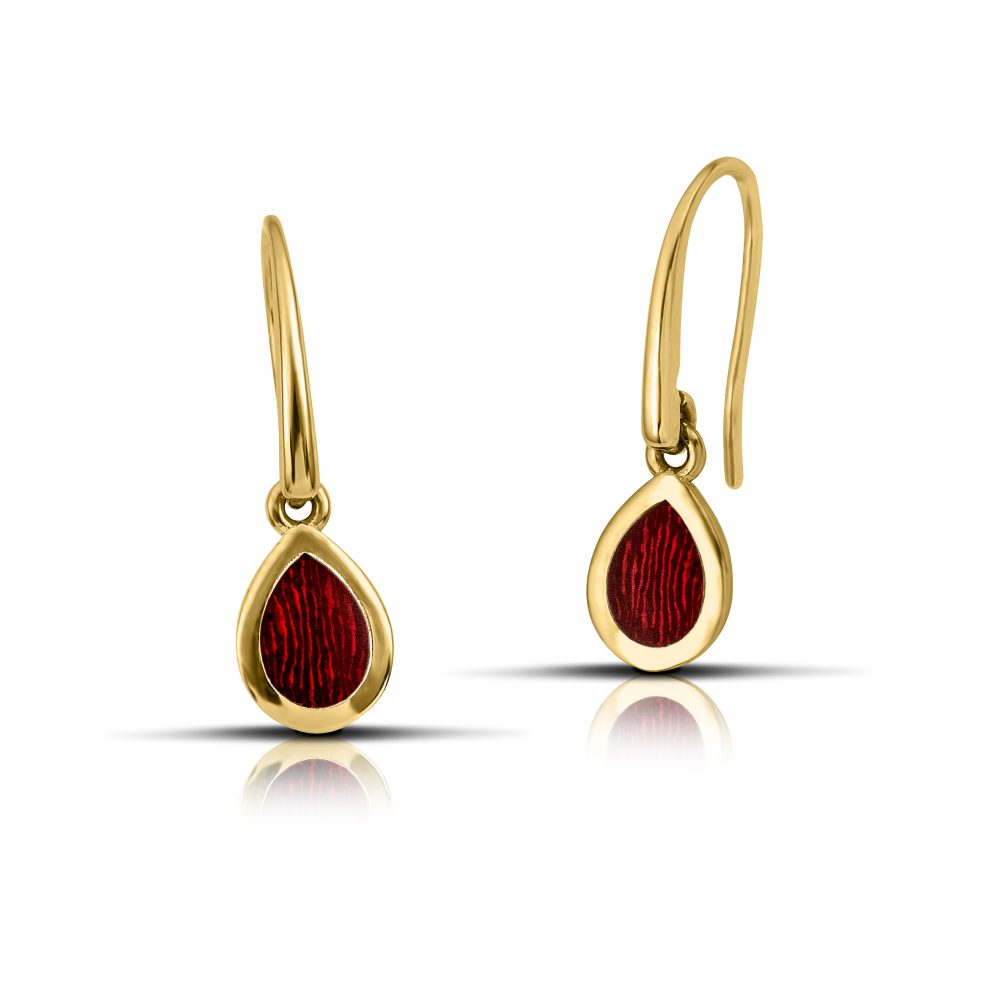 Sterling silver Drop Dangle Earrings with Red Enamel - Image 4